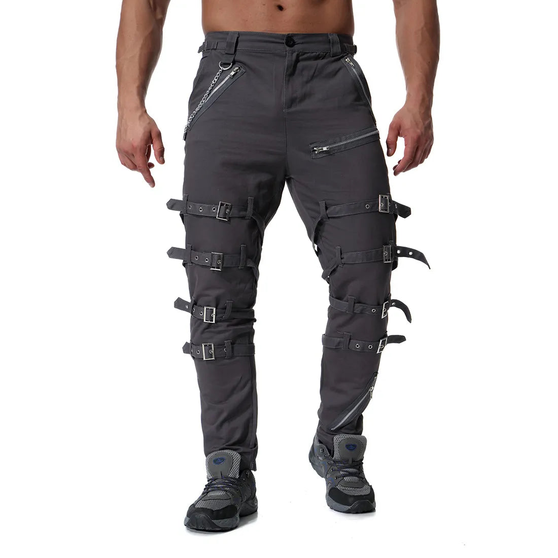 Funki Findz | Pants | Men's Gothic Punk Buckle Strap Zip Pants