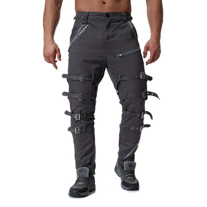 Funki Findz | Pants | Men's Gothic Punk Buckle Strap Zip Pants
