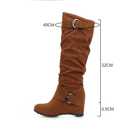 Funki Findz | Boots | Women's Mid-Calf Suede Wedge Boot