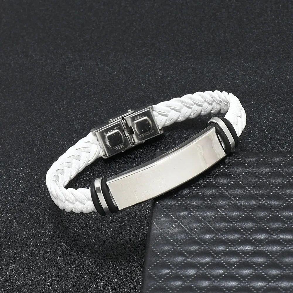 Funki Findz | Bracelets | Unisex Titanium Woven Leather Bracelet