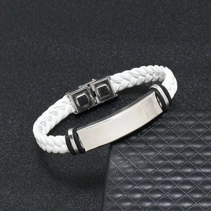 Funki Findz | Bracelets | Unisex Titanium Woven Leather Bracelet
