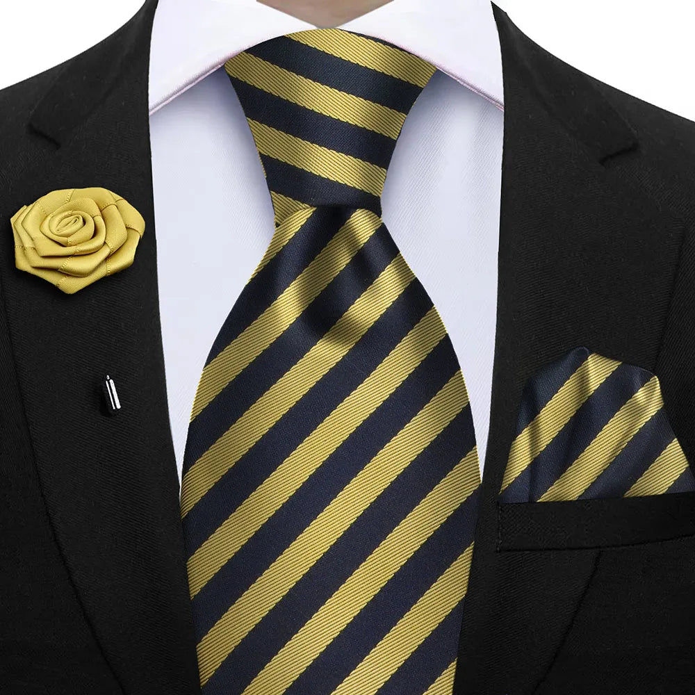 Funki Findz | Neckties | Mens 3Pcs Tie Set | Tie Hanky Corsage