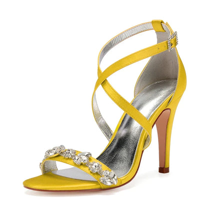 Funki Findz | Shoes | Women's Luxury Satin Crystal Bridal Sandals