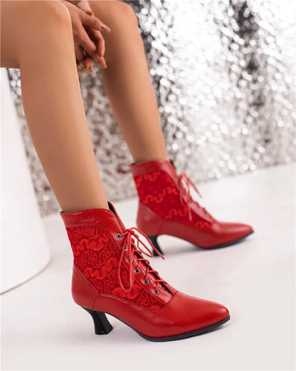 Funki Findz | Boots | Women's Kitten Heel Victorian Granny Boot