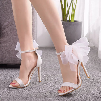 Funki Findz | Shoes | Women's Chiffon Bow High Bridal Sandals