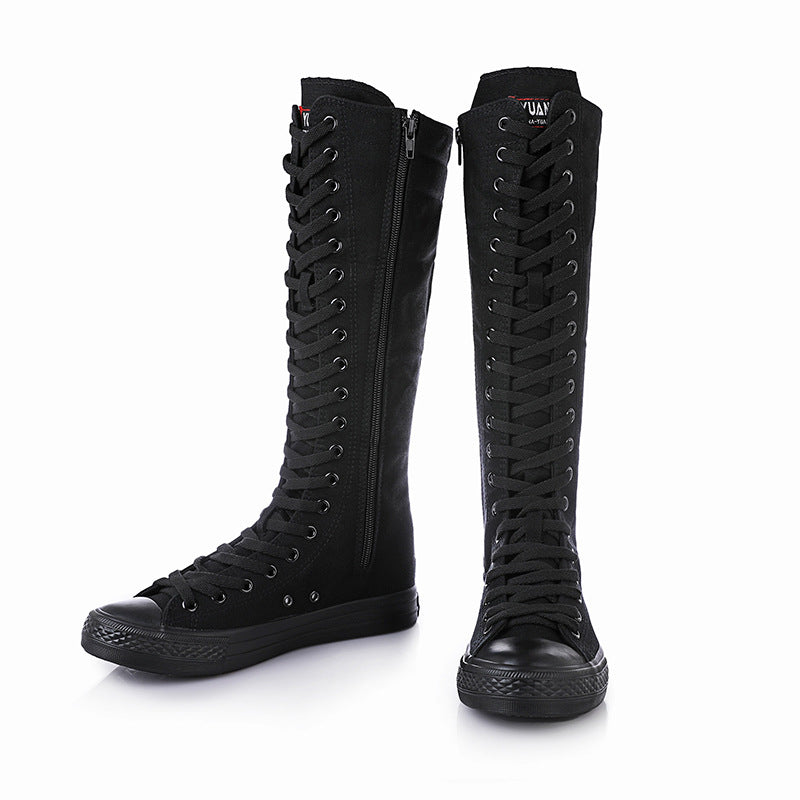 Funki Findz | Boots | Women's Lace Up Canvas Knee High Boots