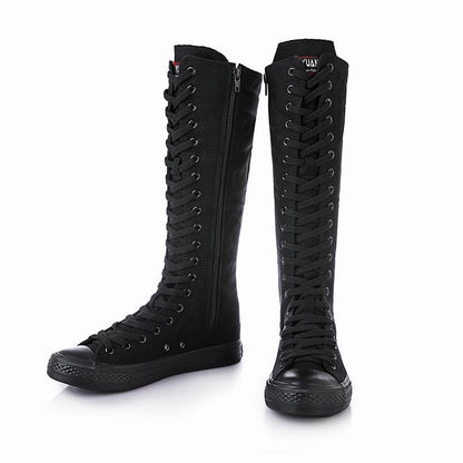 Funki Findz | Boots | Women's Lace Up Canvas Knee High Boots