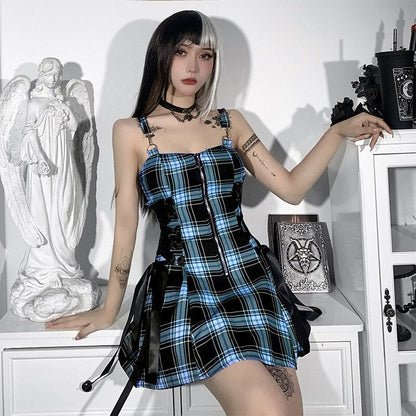 Funki Findz | Dresses | Women's Fairy Grunge Plaid Mini Dress