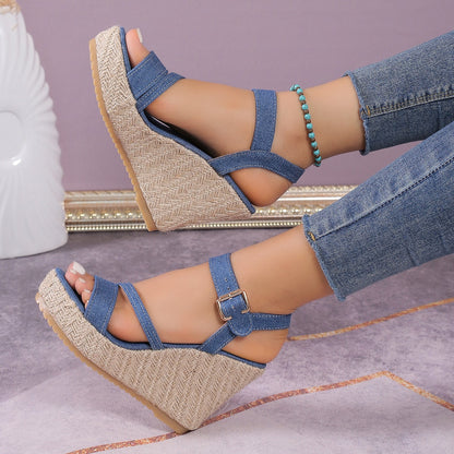 Funki Findz | Shoes | Women's Denim Fashion Wedge Sandals