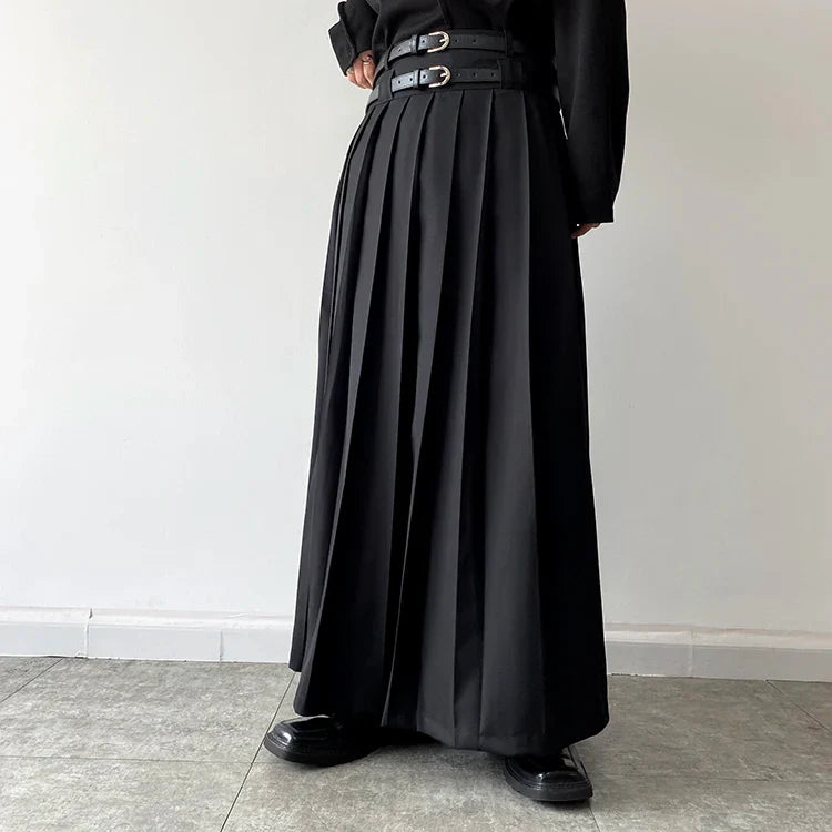 Funki Findz | Skirts | Men's Japanese High Waist Long Pleat Skirt