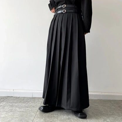 Funki Findz | Skirts | Men's Japanese High Waist Long Pleat Skirt