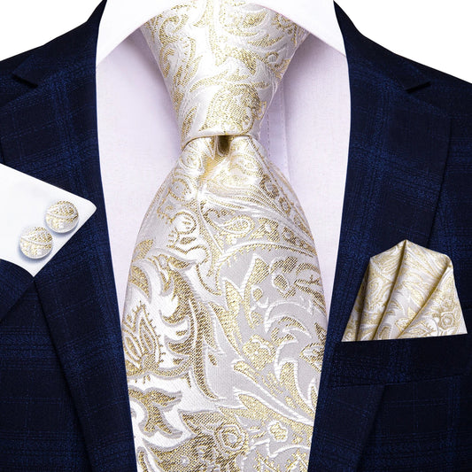Funki Findz | Neckties | Men's Champagne Gold Silk Tie 3Pcs Set