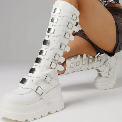 Funki Findz | Boots | Women's Punk Goth Multi Buckle Boots