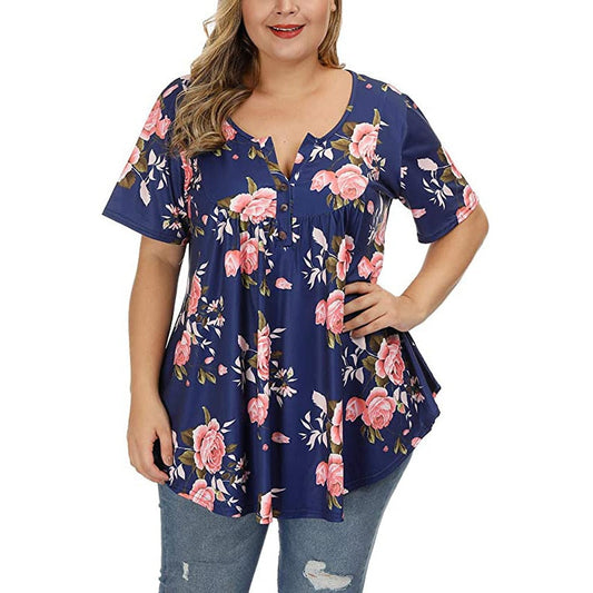 Funki Findz | Shirts | Women's Plus Floral Print Loose Fit Shirts