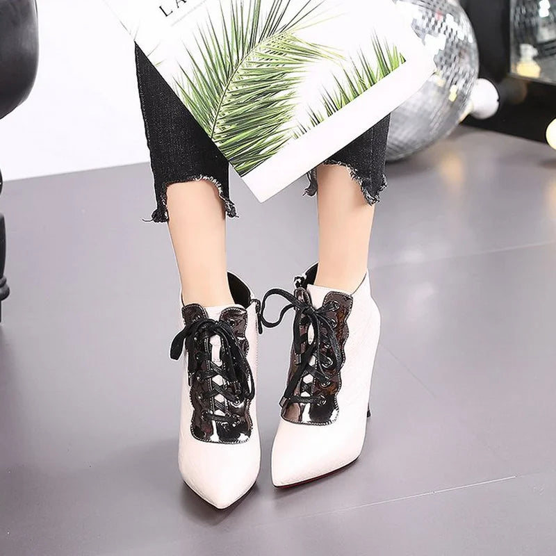 Funki Findz | Boots | Women's High Heeled Lace-up Ankle Boots