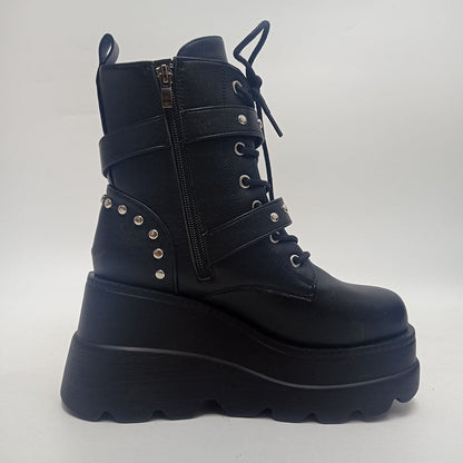 Funki Findz | Boots | Women's Punk Platform Ankle Wedge Boots