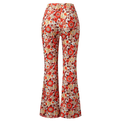 Funki Findz | Pants | Women's Funky Floral Boho Flared Trousers