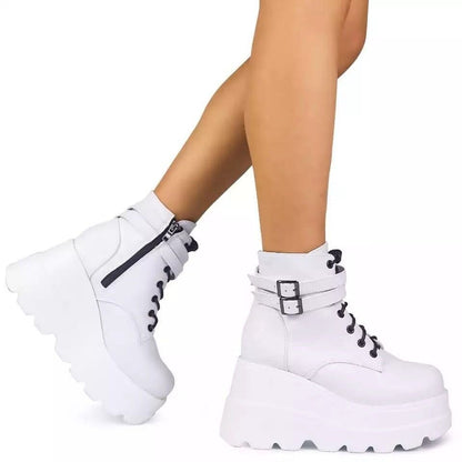 Funki Findz | Boots | Women's High Platform Buckle Ankle Boots