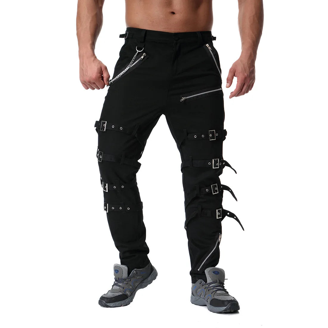 Funki Findz | Pants | Men's Gothic Punk Buckle Strap Zip Pants