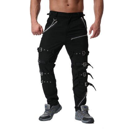 Funki Findz | Pants | Men's Gothic Punk Buckle Strap Zip Pants