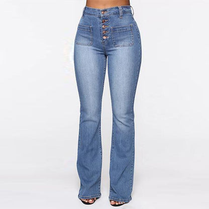 Funki Findz | Pants | Women's High Waist Button Fly Fitted Jeans