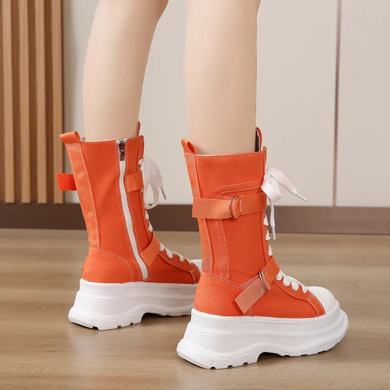 Funki Findz | Boots | Women's Canvas Chunky Platform Boots