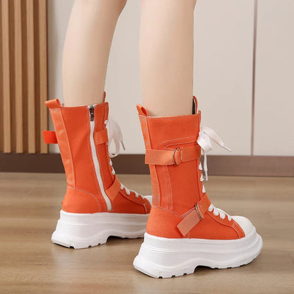 Funki Findz | Boots | Women's Canvas Chunky Platform Boots