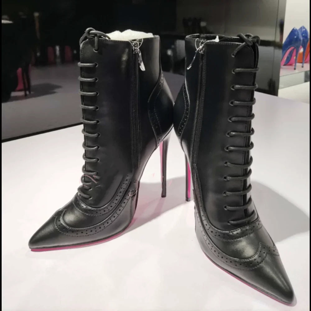Funki Findz | Boots | Women's Lace Up Pointy Ankle Boots