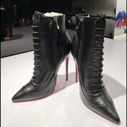 Funki Findz | Boots | Women's Lace Up Pointy Ankle Boots