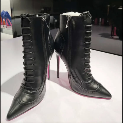 Funki Findz | Boots | Women's Lace Up Pointy Ankle Boots
