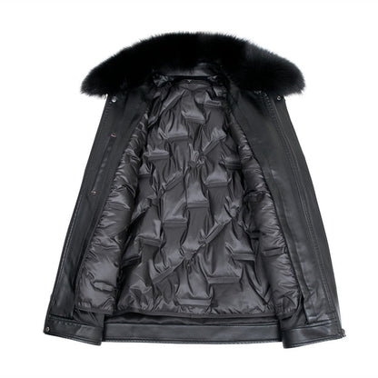 Funki Findz | Jackets | Men's Leather Fleece, Duck Down Jacket