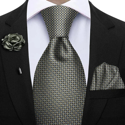 Funki Findz | Neckties | Mens 3Pcs Tie Set | Tie Hanky Corsage