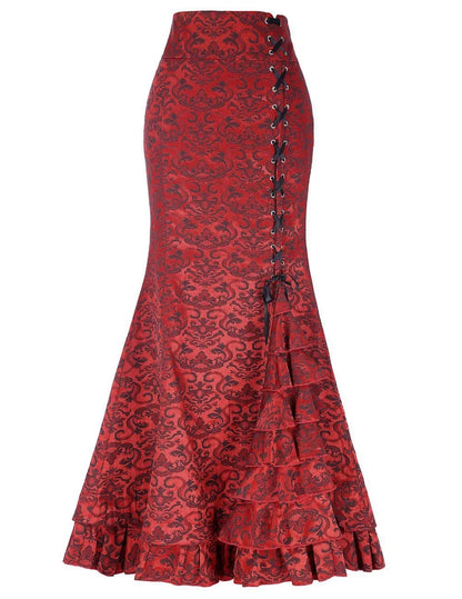 Funki Findz | Skirts | Women's Gothic Vintage Ruffled Long Skirts
