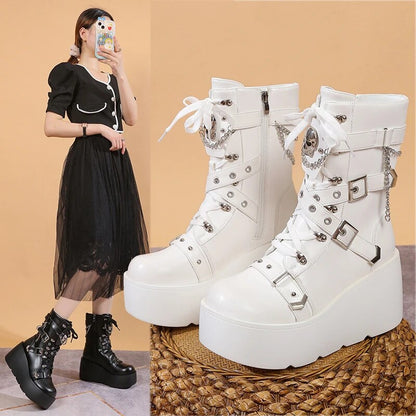 Funki Findz | Boots | Women's Multi Strap Gothic Platform Boots