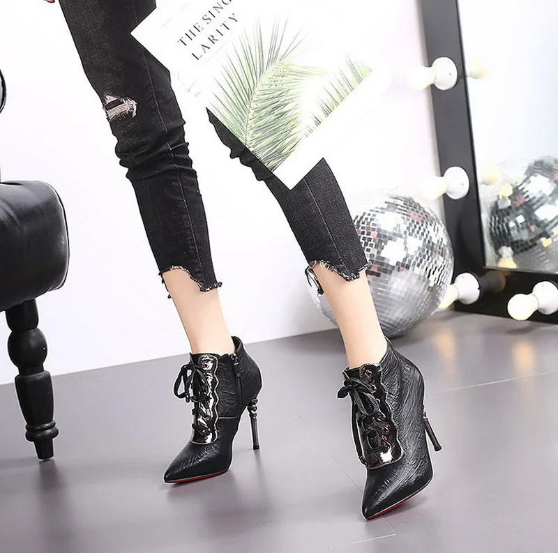Funki Findz | Boots | Women's High Heeled Lace-up Ankle Boots