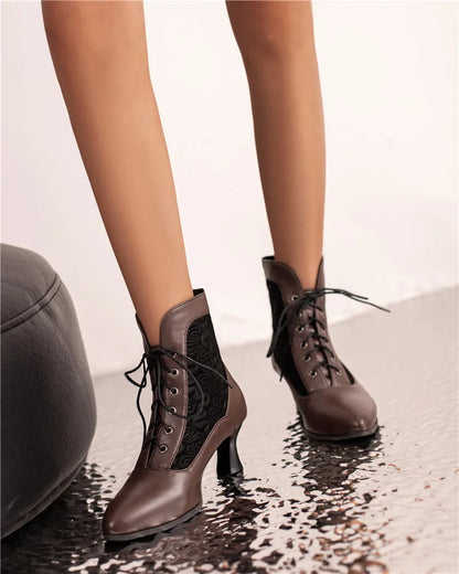 Funki Findz | Boots | Women's Kitten Heel Victorian Granny Boot