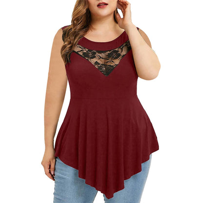 Funki Findz | Shirts | Women's Sexy Lace Spliced Plus Size Shirt