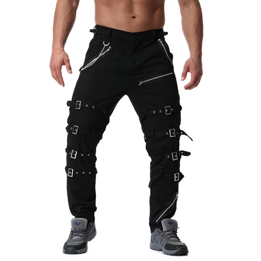 Funki Findz | Pants | Men's Gothic Punk Buckle Strap Zip Pants