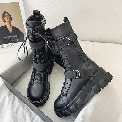 Funki Findz | Boots | Women's Lace-Up Combat Boots Biker Boot