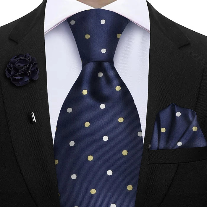 Funki Findz | Neckties | Mens 3Pcs Tie Set | Tie Hanky Corsage