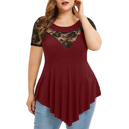 Funki Findz | Shirts | Women's Sexy Lace Spliced Plus Size Shirt