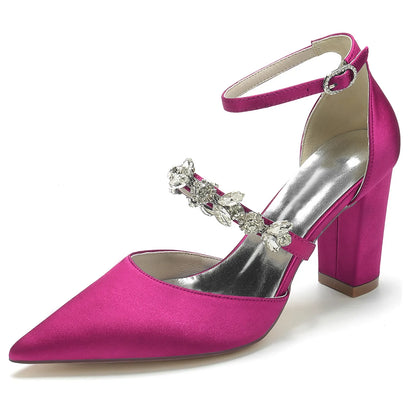 Funki Findz | Shoes | Women's Satin Crystal Block Heeled Shoes