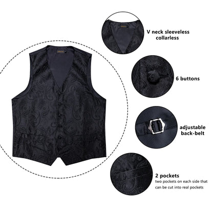 Funki Findz | Vests | Men's Formal 5 Pcs Silk Waistcoat Tie Sets