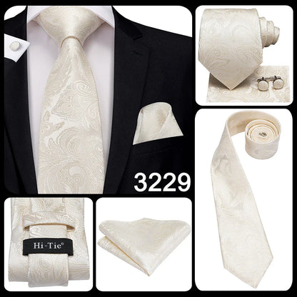 Funki Findz | Neckties | Men's 3pcs White Silk Wedding Tie Sets