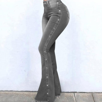Funki Findz | Pants | Women's Side Button Butt Lift Flared Jeans
