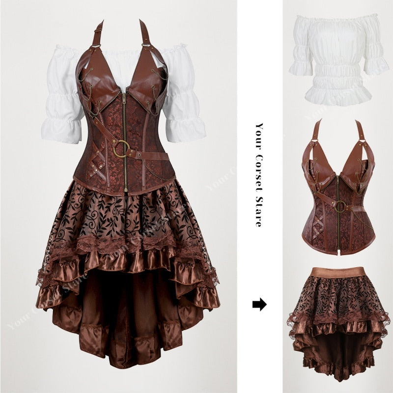 Funki Findz | Dresses | Women's Steampunk Top Corset Skirt Set