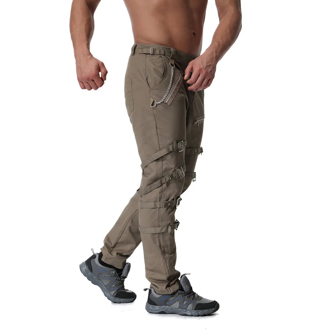 Funki Findz | Pants | Men's Gothic Punk Buckle Strap Zip Pants