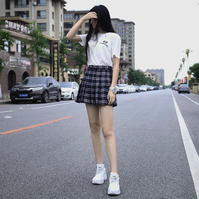 Funki Findz | Skirts | Women's Harajuku Preppy Plaid Mini Skirts