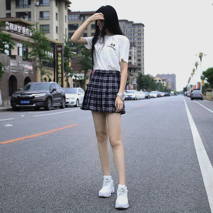 Funki Findz | Skirts | Women's Harajuku Preppy Plaid Mini Skirts