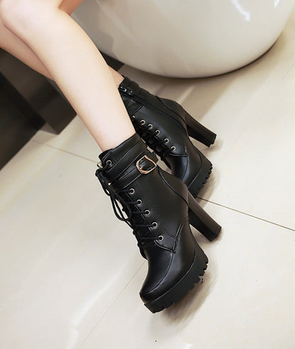 Funki Findz | Boots | Women's Block Heel Buckle Strap Ankle Boots